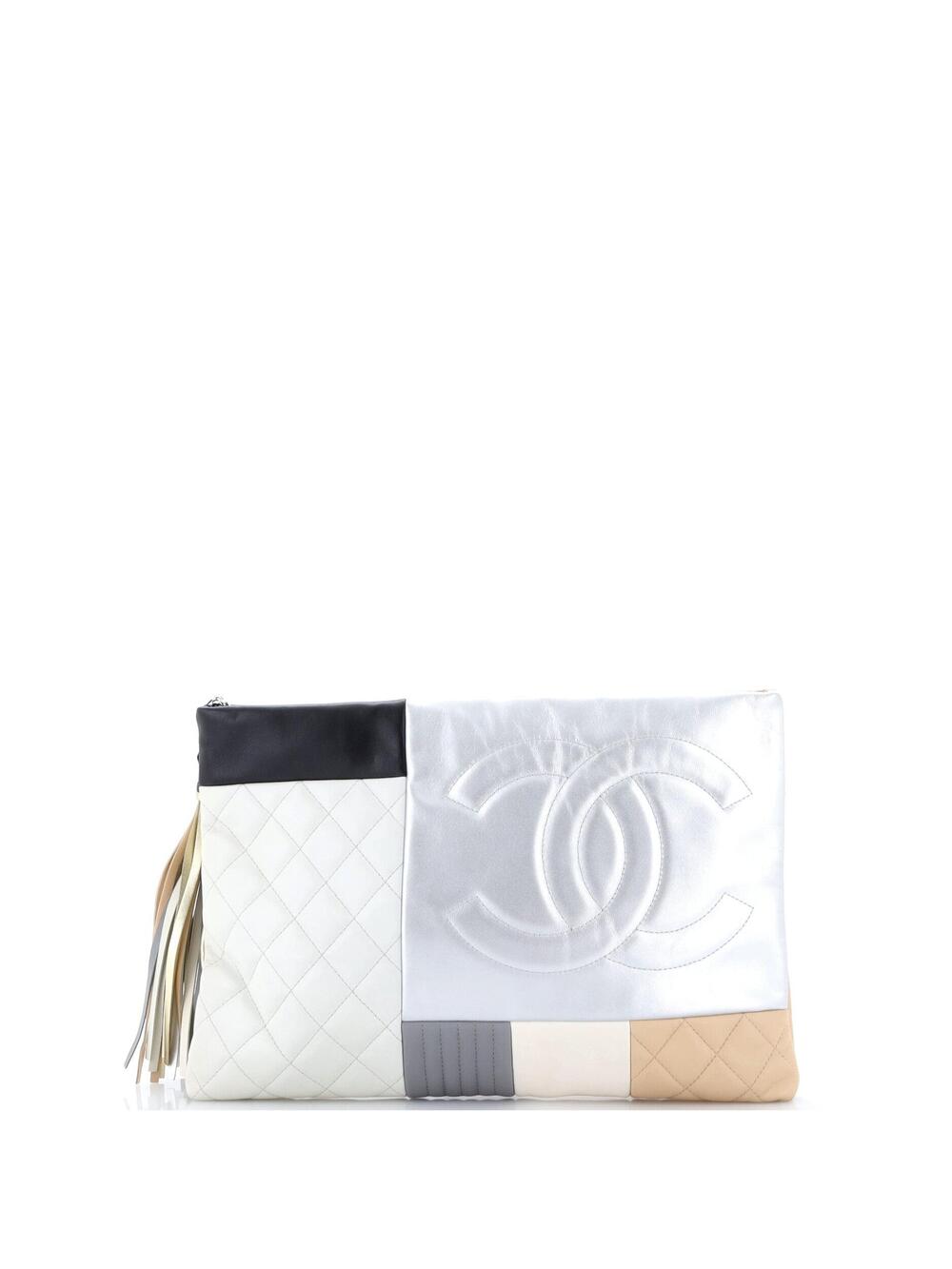 Chanel O Case Clutch Colorblock Leather #370591C16B